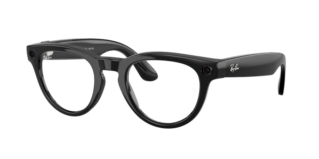 Black Ray‑Ban glasses with a hidden camera housed in the temple arm